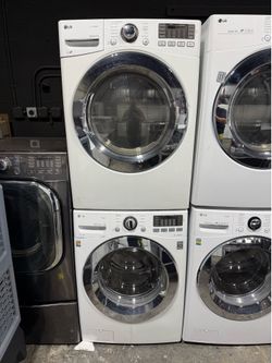LG white front load washer and gas dryer set