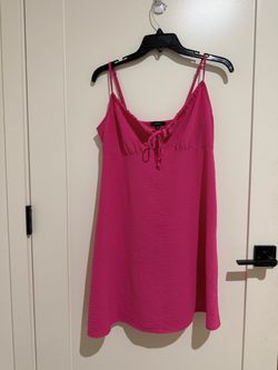 Hot Pink Mini Slip Dress with Tie Front