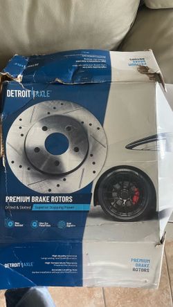 New Detroit Axle drilled/slotted brake rotors + ceramic pads open box complete kit
