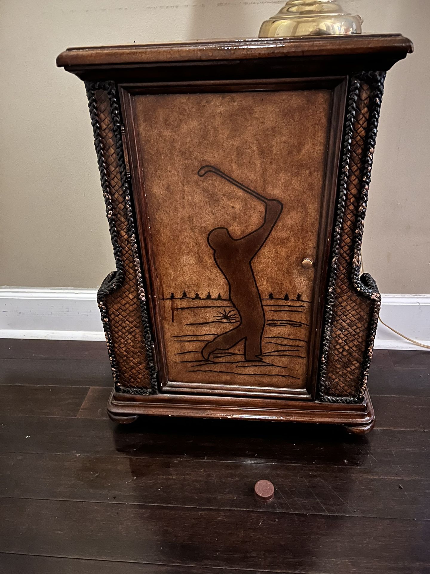 Golf Embossed Wood Side Table-Very Unique