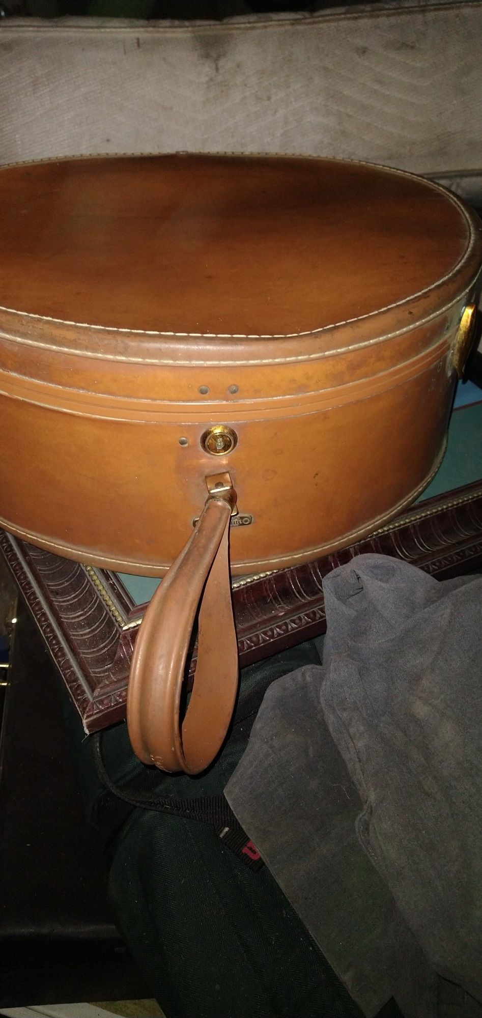Antique leather hat case