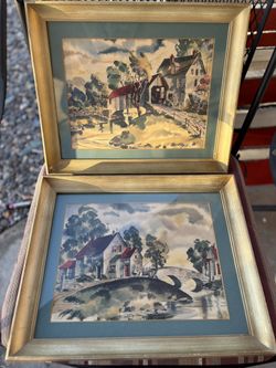Pair 1950’s Vintage Lithographs Joe Gaven