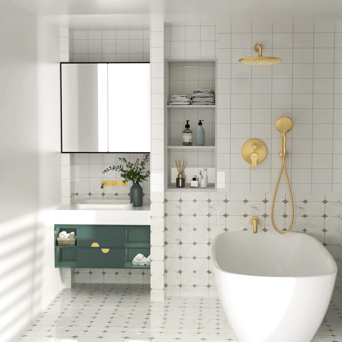 Shower System with Tub Spout, Tub Shower Faucet Set with High Pressure