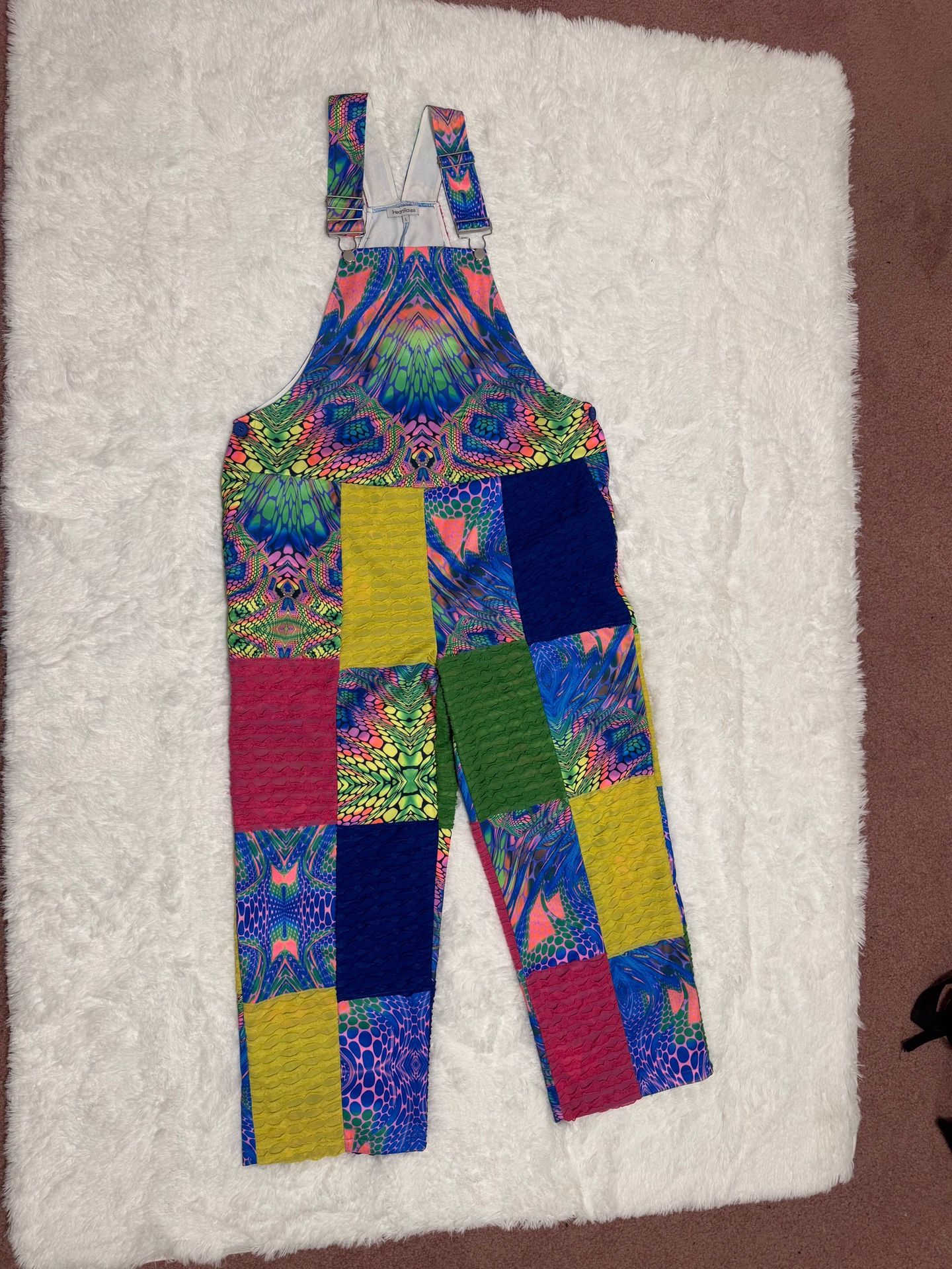 New large unisex overalls patchwork festival outfit rave raver pants y2k boho