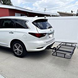(Brand New) $125 Heavy-Duty Folding Cargo Rack Carrier 60x25” Fold Up Basket 2” Hitch Receiver 500 Lbs Max