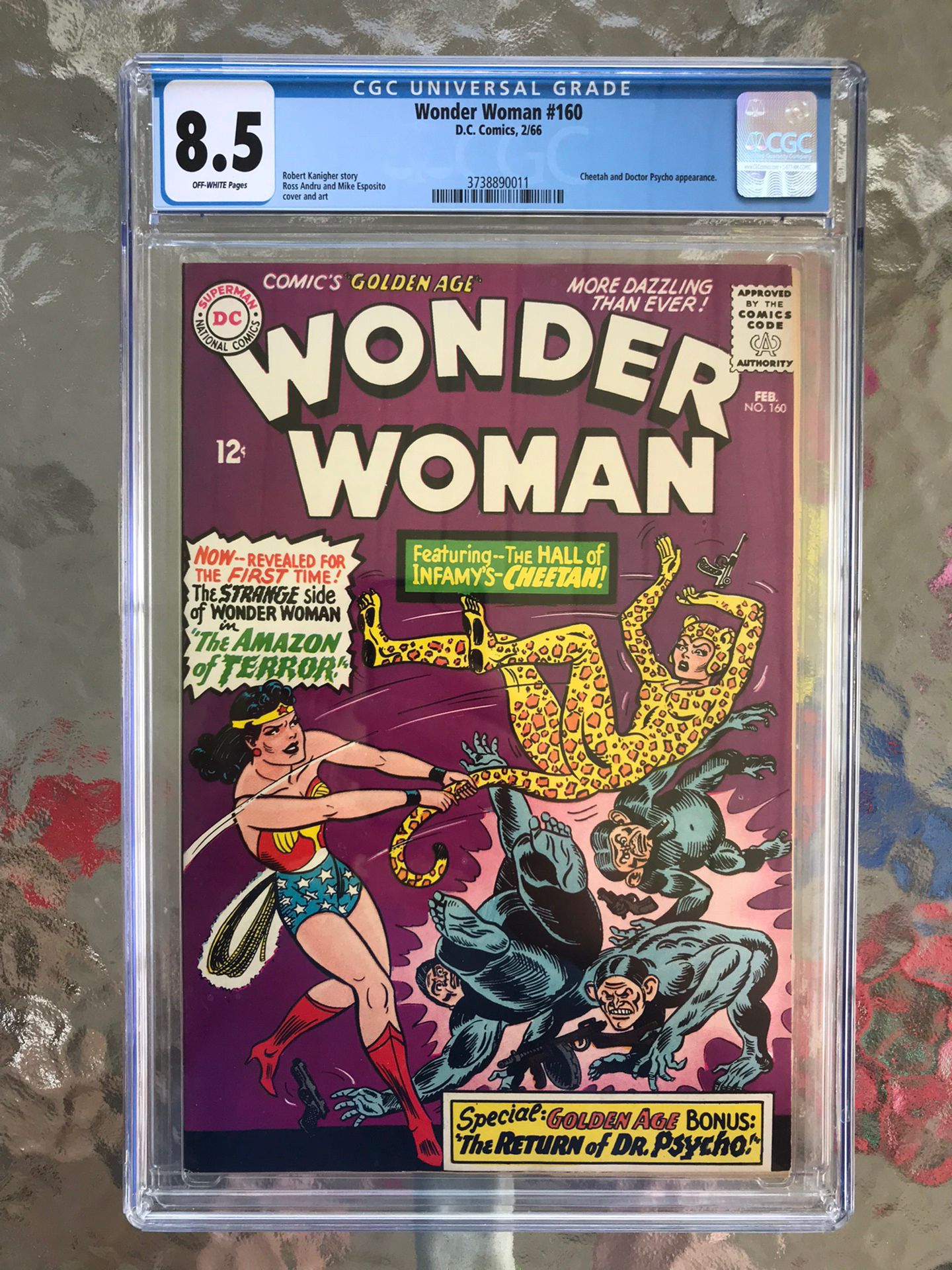 Wonder Woman #160 (1966) CGC 8.5 — 1st Silver Age Cheetah; Dr. Psycho App.