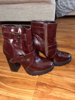 Leather burgundy boots