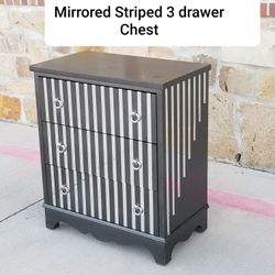 3 drawer Mirrored Striped  petite chest
