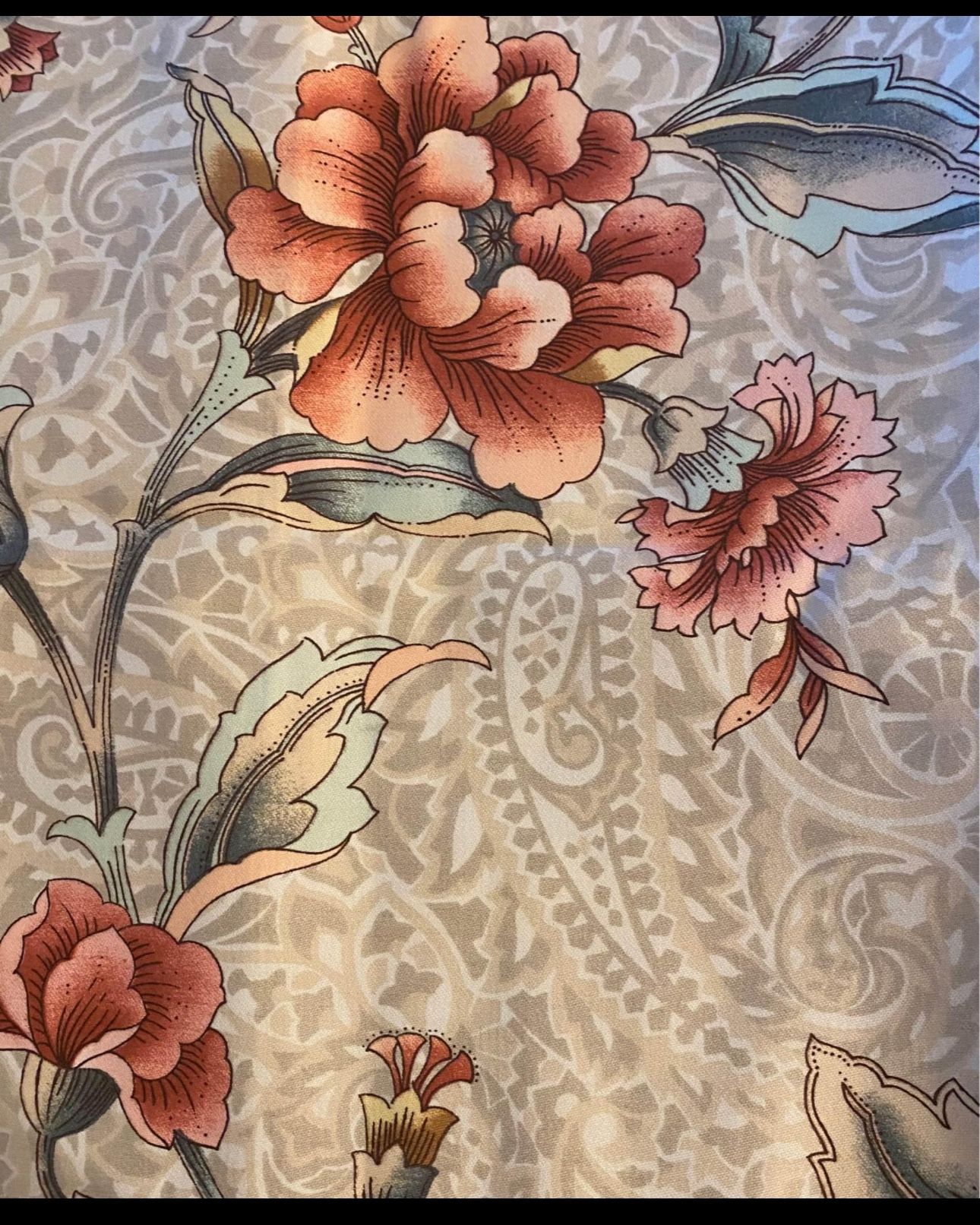 Fabric floral upholstery drapery curtain 1yd 34”long x14”wide unwashed cotton