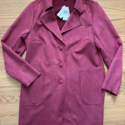 Philosophy Faux Leather Long Suede Jacket in Pink - L NWT