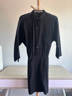 Zara Basic Black Midi Shirt Romper