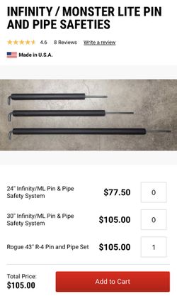 Rogue Monster Lite 43” Pin and Pipe Safeties