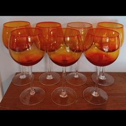 Blenko Amberina Crystal Wine Glasses 