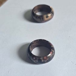 SET OF 2 BAMBOO HAND PAINTED NEW SIZE  6 RING S
