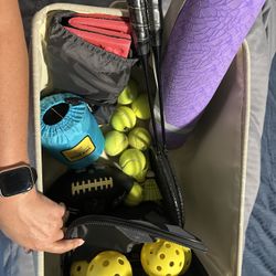 Sports Items - Pickle Ball, Badminton, Football, Tennis Balls, Yoga Mat