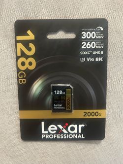 Lexar Professional 128GB V90 2000x SDXC UHS-II U3 4K Gold Series SD Memory Card