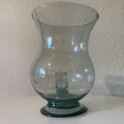 Candle Holder Handblown Spanish Green Glass 