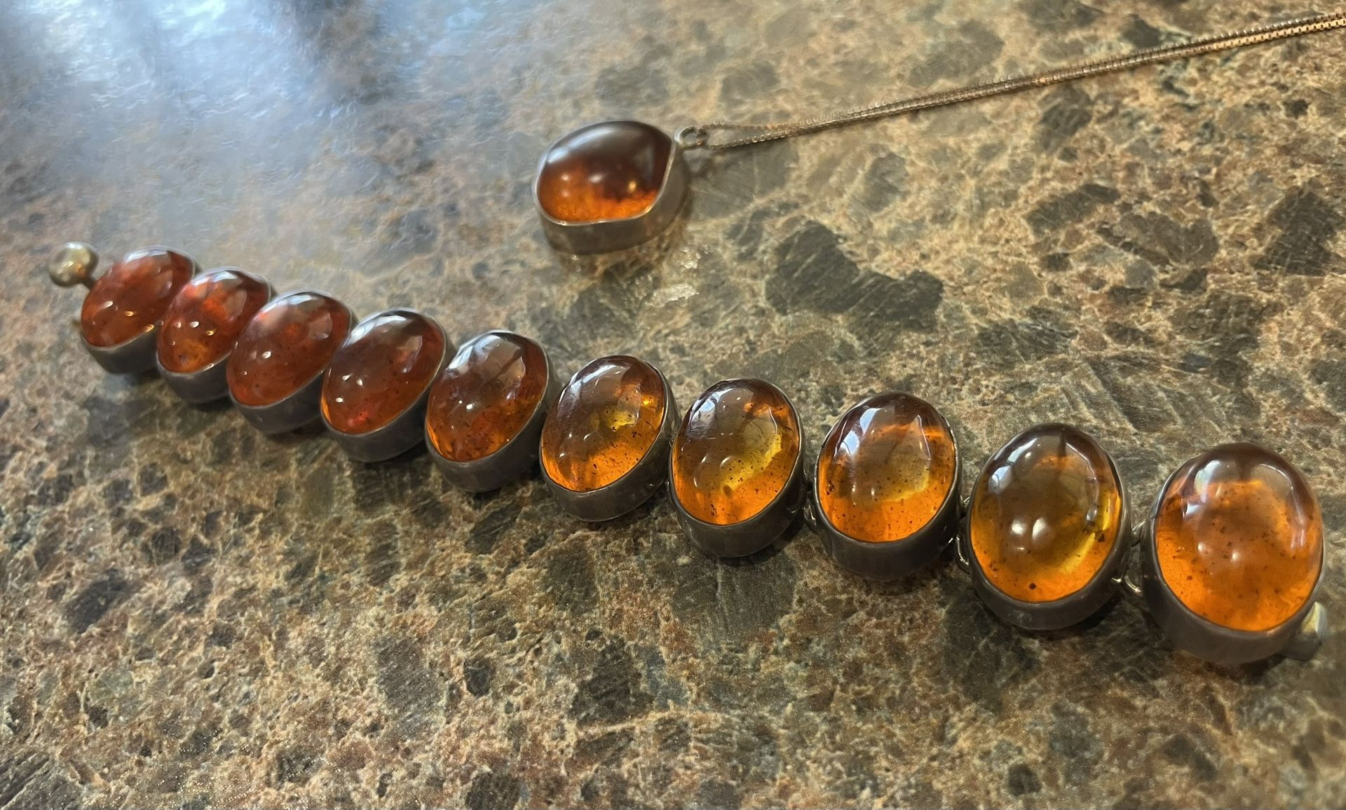 Real Amber & Sterling Bracelet & Necklace $100
