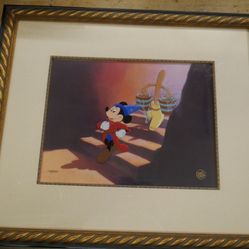 DISNEY FANTASIA CEL "FOLLOW THE LEADER "MICKEY MOUSE *Extremely Rare* W/COA-FRAMED. 108/350 