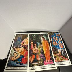 Lot of 3 Vietnamese Buddhist Buddha Life Art Prints 15.5x11.5 An Hanh