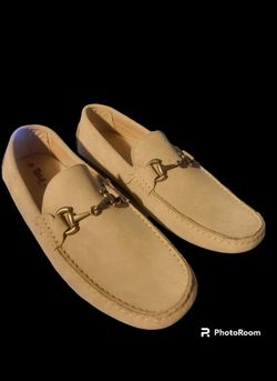 Moccasins beige suede leather from Taha Shoes made in Italy No Slip Size 45 New