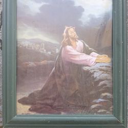 Jesus Praying Picture With Frame