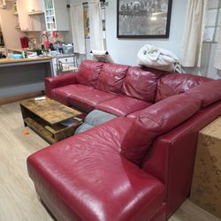 Red / Maroon Leather Sectional 