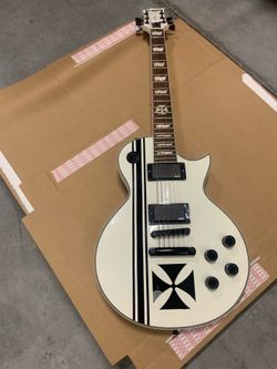 ESP LTD EC / Eclipse Style Electric Guitar – EMG Pickups – White Iron Cross Finish