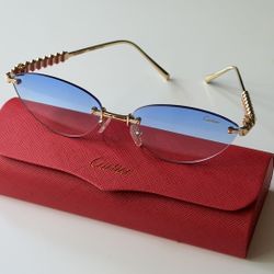 Cartier Blue Ombré Lense Gold Tone Sunglasses 