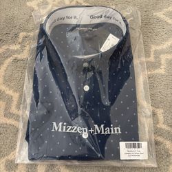 Mizzen+Main Navy Blue Performance Dress Shirt Size XL Men’s