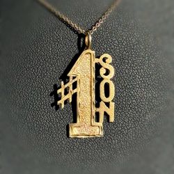 Jewelry 14k solid yellow gold number #1 SON pendant charm 1.6g
