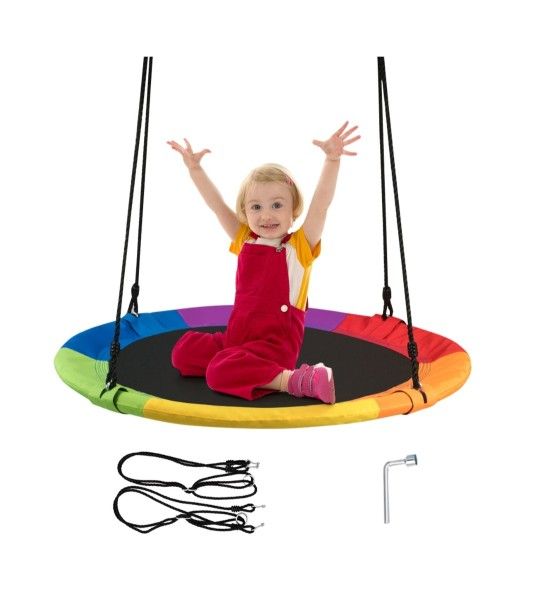 40'' Flying Saucer Tree Swing Indoor Outdoor Play Set Swing for Kids colorful