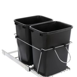 Cabinet Sliding Waste Bin for Kitchen Duo Pull-Out Recycle Cans Easy Access no show trash container