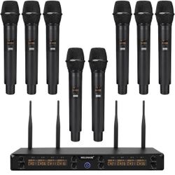 New In Box Melonare 8 Wireless Microphone Set  For Stage Dj Karaoke Band 
