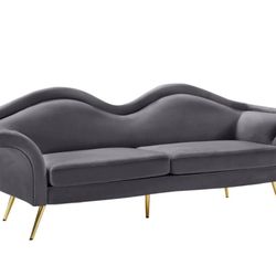 Lips Velvet Grey Sofa

