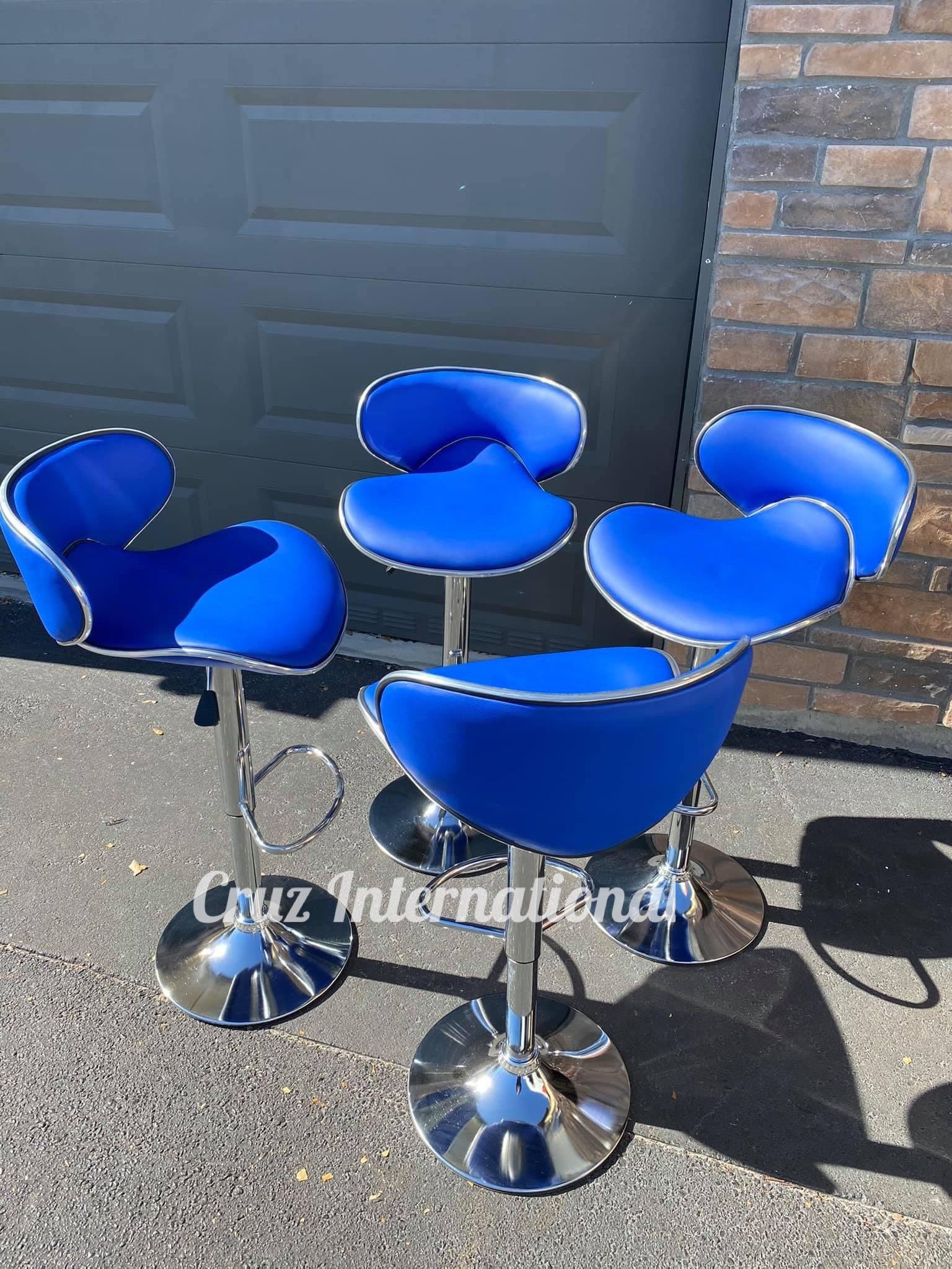New 4 Blue Bar Stools