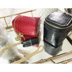 Small Essential Item Purses Red & Black With Gold Chain 