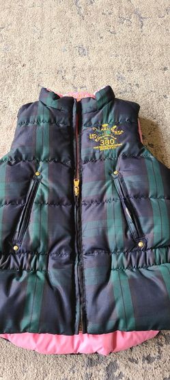 Ralph Lauren Polo Girls Reversible Pink Green Down Vest SZ 6