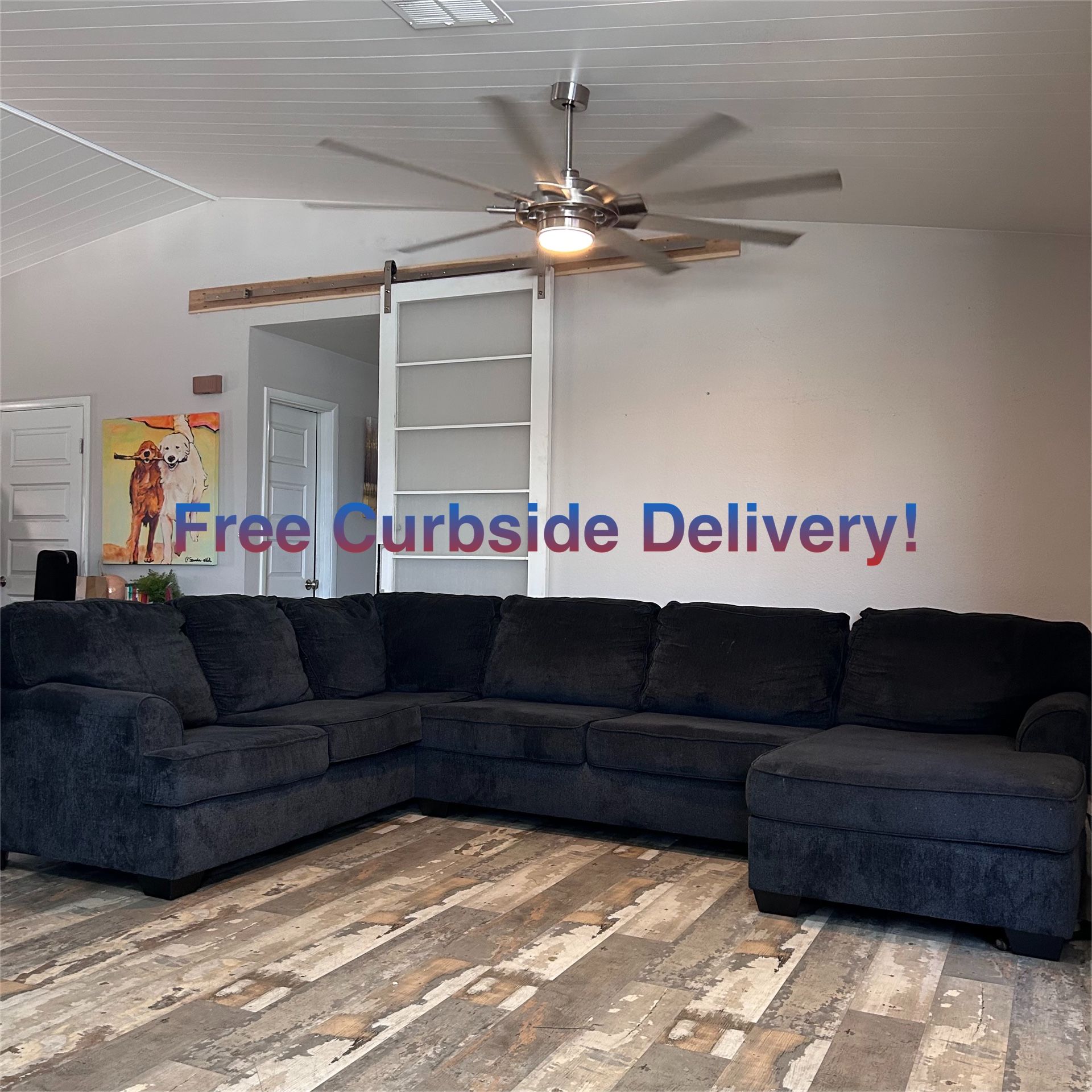 Free Curbside Delivery! Large Grey Sectional Couch From Ashleys