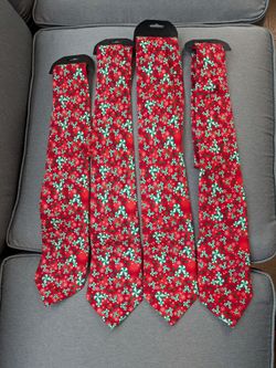 4 red Disney Christmas Ties - hidden Mickeys - Disney Parks Disneyland Disney World