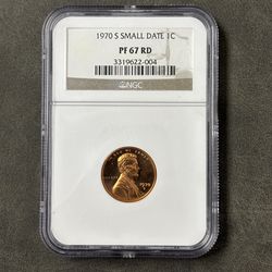 1970-S SMALL DATE Lincoln Cent, NGC PF-67 RD -- MAJOR KEY DATE COIN!