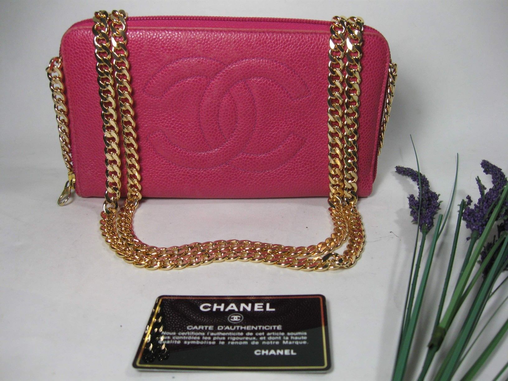 Chanel Pink Caviar Leather CC Large Bag Wallet