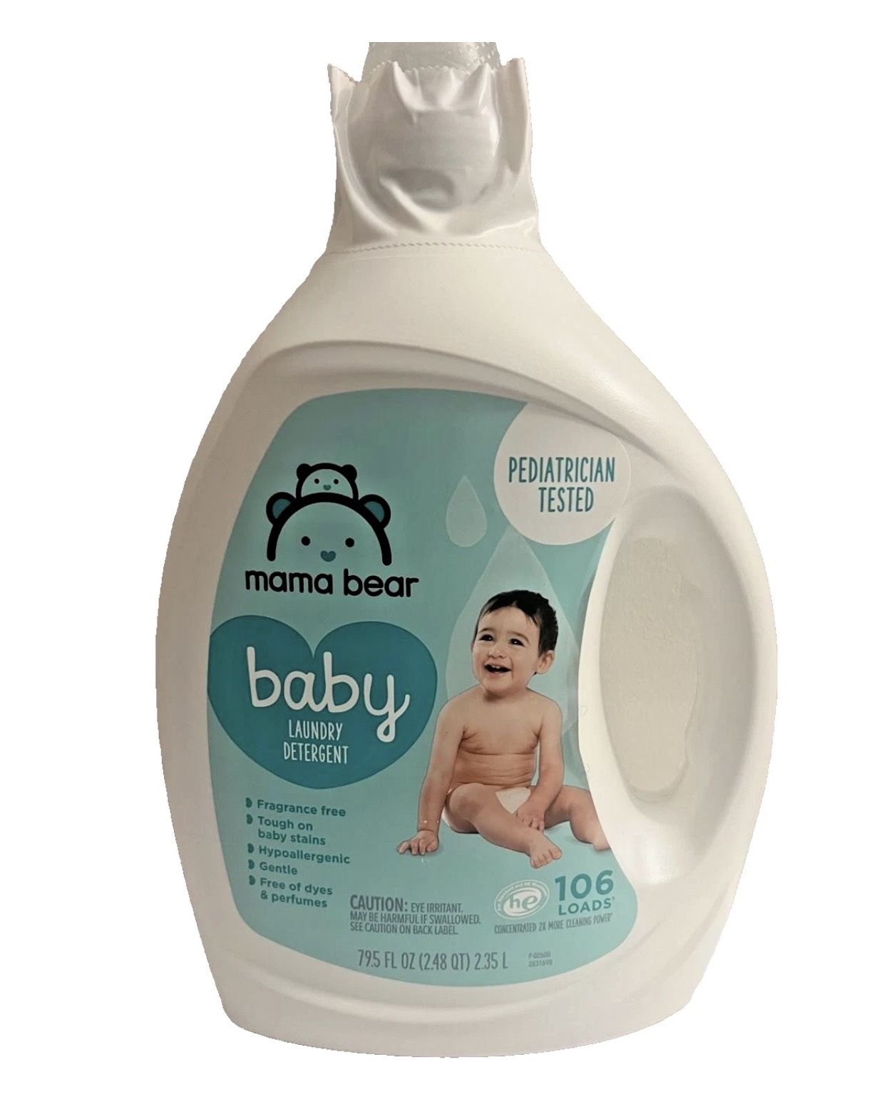 Mama Bear Baby Laundry Detergent – Fragrance Free, Hypoallergenic, 79.5 fl oz (106 Loads) – Gentle Liquid Soap for Baby Clothes 👶🧴
