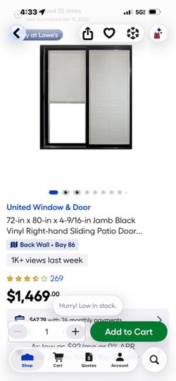 Patio Door 72x80 Black Vinyl