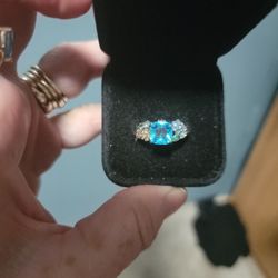 Size 7 Lake Blue Topaz Sterling Silver Ring
