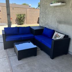 4 piece wicker sectional with storage