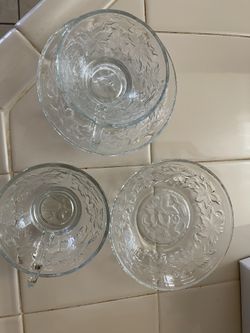 2 Tea Crystal  Cup With Dish 