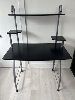 Black Wood Desk with two levels. Compact