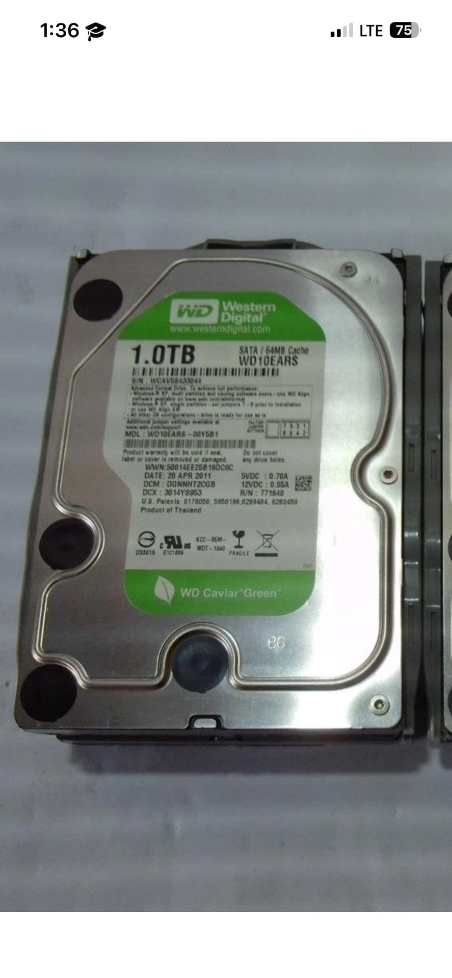 WD 3.5” 1TB HDD Sata II