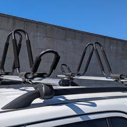 J-bar roof top kayak carriers with Cargo Loc aluminum cross bars